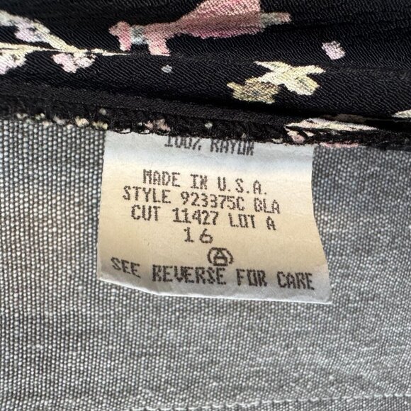 90s Vintage Flower 100% Rayon Short Cap Sleeve Bias Cut Maxi Dress Plus Size 16 - Picture 9 of 12